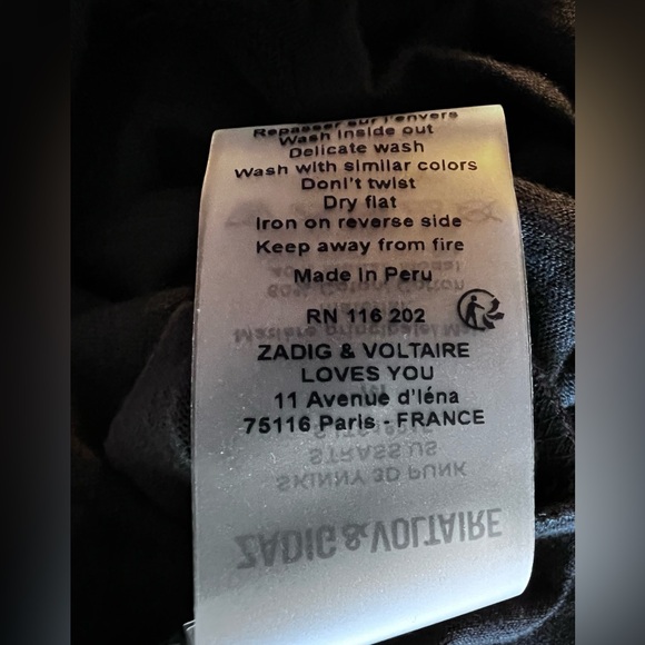 Zadig & Voltaire 3 D PUNK Embellished Tee Shirt in Noir, Size M, NWT - Picture 6 of 13